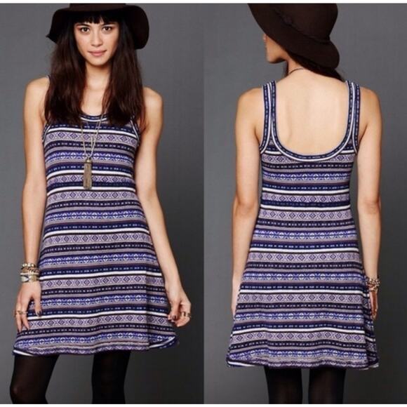 Free People Fair Isle Sleeveless Sweater Mini Dress Medium - Picture 2 of 9